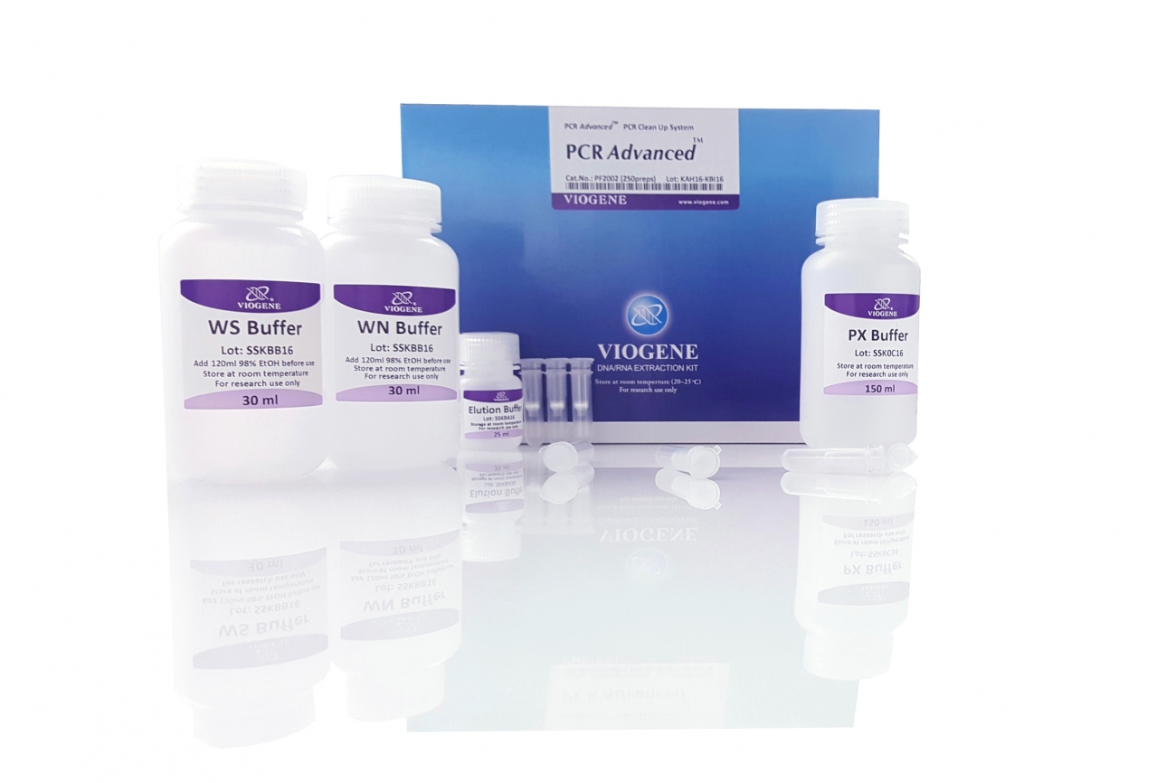 PCR Advanced  PCR Clean Up Miniprep 系統包含一個矽膠膜，用於在高鹽緩衝液 (pH 4.5~5.5) 中結合 DNA，並以低鹽緩衝液 (pH 7.0~9.0) 或 ddH 2 O洗脫 DNA。可去除DNA 樣本（例如Oragene TM DNA）中的污染物、鹽分和其他雜質。